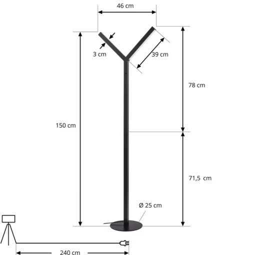 Lucande LED-gulvlampe Ilian, svart, metall, CCT, dimbar Best