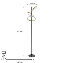 Lucande LED-gulvlampe Madu, svart, metall, 160 cm, dimbar Sale