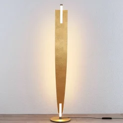 Lucande LED-gulvlampe Marija, gullfarget, dimbar, 140 cm| Gulvlamper|Led-Innendørs