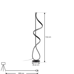 Lucande LED-gulvlampe Rodado, svart, 132 cm, aluminium| Gulvlamper