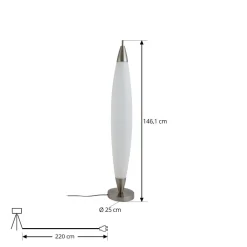 Lucande LED-gulvlampe Tarell, hvit/nikkel, 146 cm, dimbar| Gulvlamper