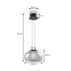 Lucande LED-hengelampe Dain, 1 lyskilde, røykgrå, glass Outlet