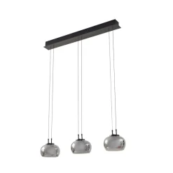 Lucande LED-hengelampe Dain, 3 lyskilder, røykgrå, glass| Led-Innendørs
