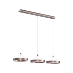 Lucande LED-hengelampe Kolo, 114 cm, 3 lyskilder, brun, dimbar| Led-Innendørs