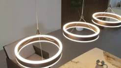 Lucande LED-hengelampe Kolo, 114 cm, 3 lyskilder, brun, dimbar| Led-Innendørs