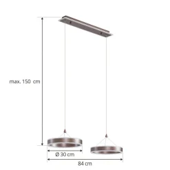 Lucande LED-hengelampe Kolo, 86 cm, 2 lyskilder, brun, dimbar| Led-Innendørs|Pendellamper