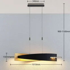 Lucande LED-hengelampe Marija, 101 cm, svart, dimbar| Led-Innendørs|Pendellamper