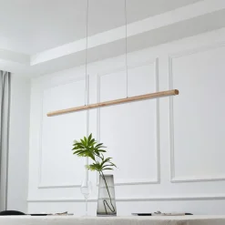 Lucande LED-hengelampe Maruta, tre, bjelkeform, 120 cm, 3000K| Pendellamper