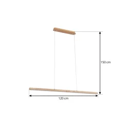 Lucande LED-hengelampe Maruta, tre, bjelkeform, 120 cm, 3000K| Pendellamper