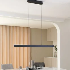 Lucande LED-hengelampe Philine, lengde 121 cm svart jern New