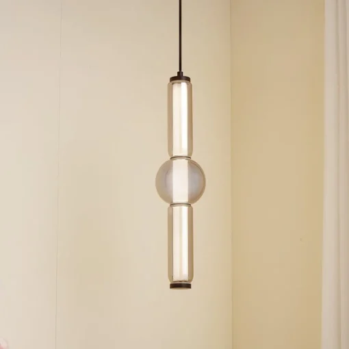 Lucande LED-hengelampe Savete, røykgrå, glass, Ø 12 cm| Led-Innendørs