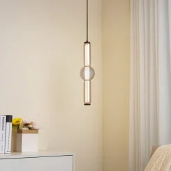 Lucande LED-hengelampe Savete, røykgrå, glass, Ø 12 cm| Led-Innendørs