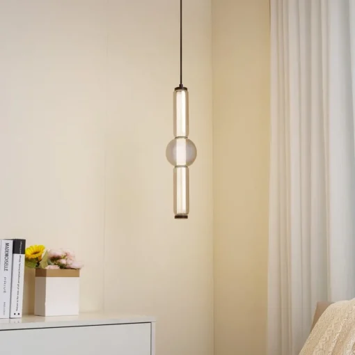 Lucande LED-hengelampe Savete, røykgrå, glass, Ø 12 cm| Led-Innendørs