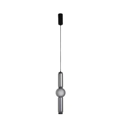 Lucande LED-hengelampe Savete, røykgrå, glass, Ø 12 cm| Led-Innendørs
