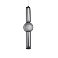 Lucande LED-hengelampe Savete, røykgrå, glass, Ø 12 cm| Led-Innendørs