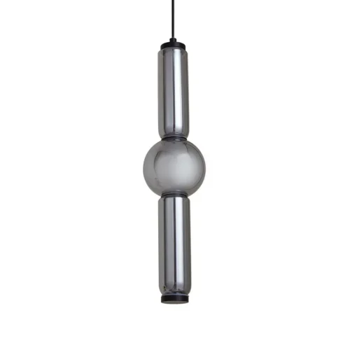 Lucande LED-hengelampe Savete, røykgrå, glass, Ø 12 cm| Led-Innendørs