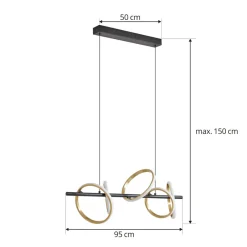 Lucande LED-pendel Madu, svart, metall, 92,5 cm lang Best