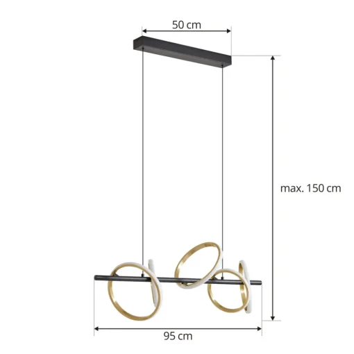 Lucande LED-pendel Madu, svart, metall, 92,5 cm lang Best
