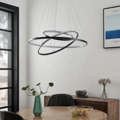 Lucande LED-pendellampe Ezana, svart, metall, Ø 80 cm| Led-Innendørs|Pendellamper