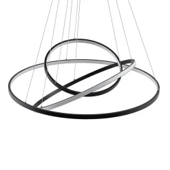 Lucande LED-pendellampe Ezana, svart, metall, Ø 80 cm| Led-Innendørs|Pendellamper