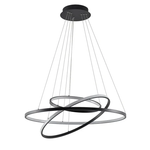 Lucande LED-pendellampe Ezana, svart, metall, Ø 80 cm| Led-Innendørs|Pendellamper