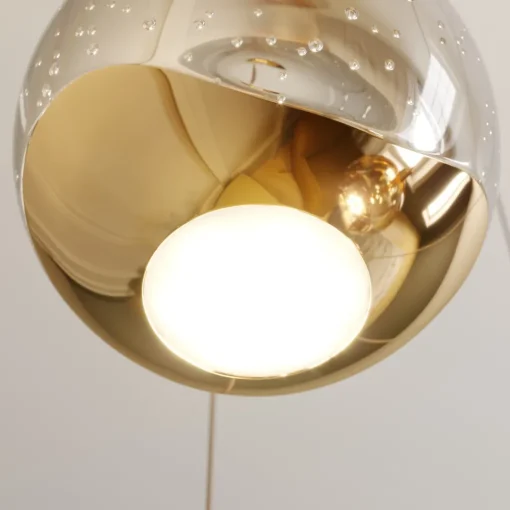 Lucande LED-pendellampe Hayley, Ø 30 cm, 5 lyskilder, gull, glass