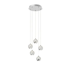 Lucande LED-pendellampe Hayley, Ø 30 cm, 5 lyskilder, krom, glass Discount
