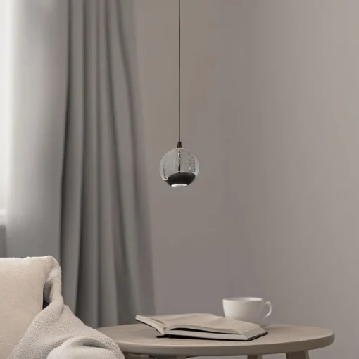 Lucande LED-pendellampe Hayley, svart, 1 lyskilde, glass| Pendellamper
