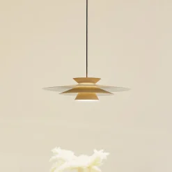 Lucande LED-pendellampe Livie, beige, aluminium, Ø 50 cm Discount