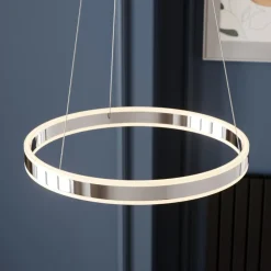 Lucande LED-pendellampe Lyani, Ø 50 cm, krom, dimbar| Pendellamper
