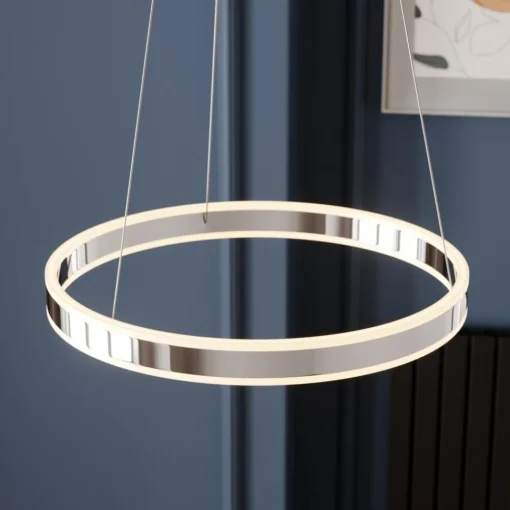 Lucande LED-pendellampe Lyani, Ø 50 cm, krom, dimbar| Pendellamper