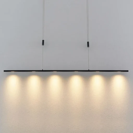 Lucande LED-pendellampe Stakato, 140 cm, 6 lyskilder, dimbar| Led-Innendørs|Pendellamper