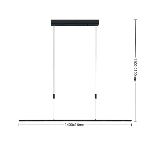 Lucande LED-pendellampe Stakato, 140 cm, 6 lyskilder, dimbar| Led-Innendørs|Pendellamper