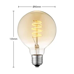 Lucande LED-pære E27 G95 4W 2 700 K dimbar rav| E27 Pærer|Dimbar Led-Pære