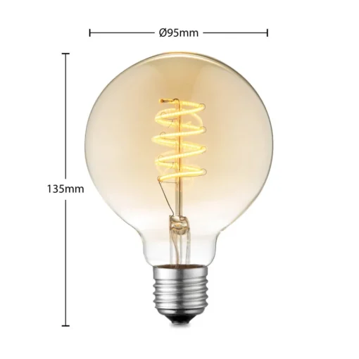 Lucande LED-pære E27 G95 4W 2 700 K dimbar rav| E27 Pærer|Dimbar Led-Pære