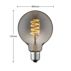 Lucande LED-pære E27 G95 4W smoke 1,800K dimbar Best