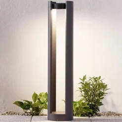 Lucande LED-pullertlampe Dylen, grå, metall, 80 cm, IP65 Discount