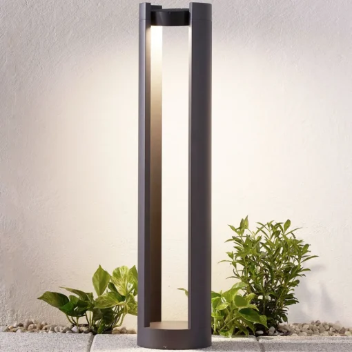 Lucande LED-pullertlampe Dylen, grå, metall, 80 cm, IP65 Discount