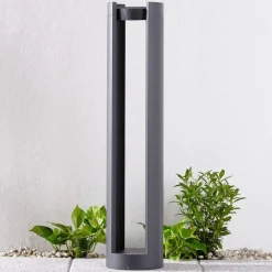 Lucande LED-pullertlampe Dylen, grå, metall, 80 cm, IP65 Discount