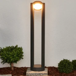 Lucande LED-pullertlampe Dylen, grå, metall, 80 cm, IP65 Discount