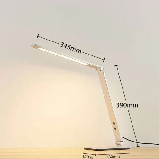 Lucande LED-skrivebordslampe Nicano, grå, metall, dimbar.| Kontorbelysning|Led-Innendørs