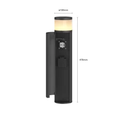 Lucande LED-sokkellampe Corban, grå, dør, stikkontakter, IP44 Best