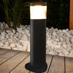 Lucande LED-sokkellampe Milou, høyde 30 cm, antrasitt, aluminium Best