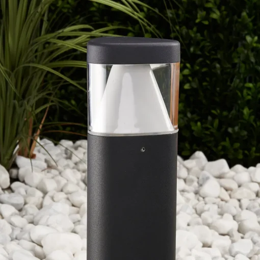 Lucande LED-sokkellampe Milou, høyde 30 cm, antrasitt, aluminium Best