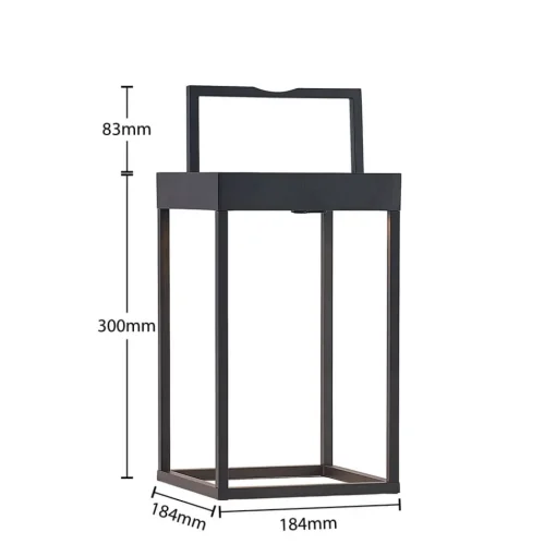 Lucande LED-solcellelampe Lynzy, 38 cm, svart, metall, IP65| Dekorasjonsbelysning|Led-Utendørs