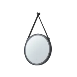 Lucande LED-speil Lelin, Ø 45 cm, svart, aluminium, CCT| Møbel Og Interiør