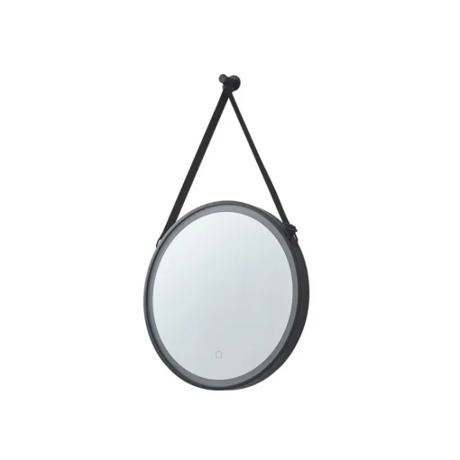 Lucande LED-speil Lelin, Ø 45 cm, svart, aluminium, CCT| Møbel Og Interiør