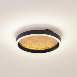 Lucande LED-taklampe Menulis, svart/gull, PC, Ø 30 cm| Led-Innendørs|Taklamper