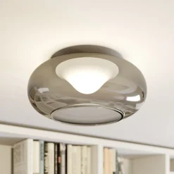 Lucande LED-taklampe Mijo, Ø 43 cm, røykgrå, glass Discount