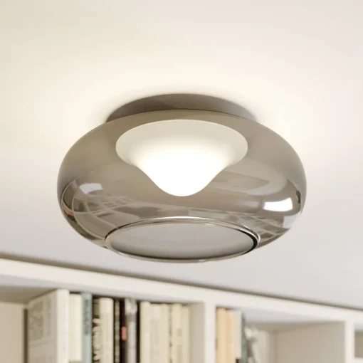 Lucande LED-taklampe Mijo, Ø 43 cm, røykgrå, glass Discount